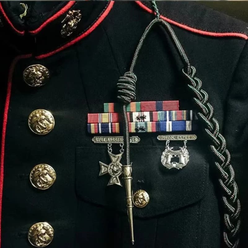 US MARINE CORPS ABITO AIGUILLETTE VERDE ROSSO CORD IN TRACCIATO Spalla Corde Aguillette Aiglet Aglet Accessori
