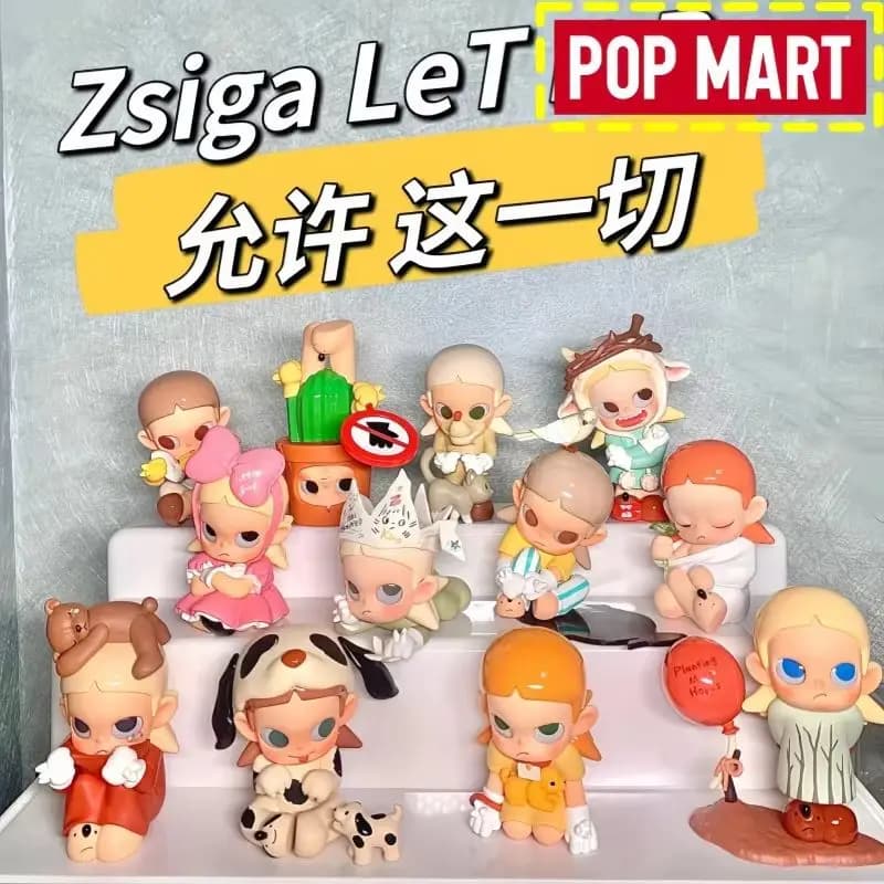 Genuino Pop Mart Zsiga Let It Be Series Blind Box Pvc/Abs Anime Figura Ornamento da tavolo Figurine da collezione Regali