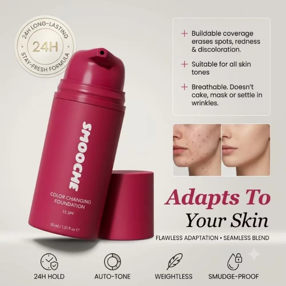30ml Intelligent Color Changing Liquid Adapts Skin Tone Instantly Conceals Blemishes Fine Lines Long Lasting Natural Foundation