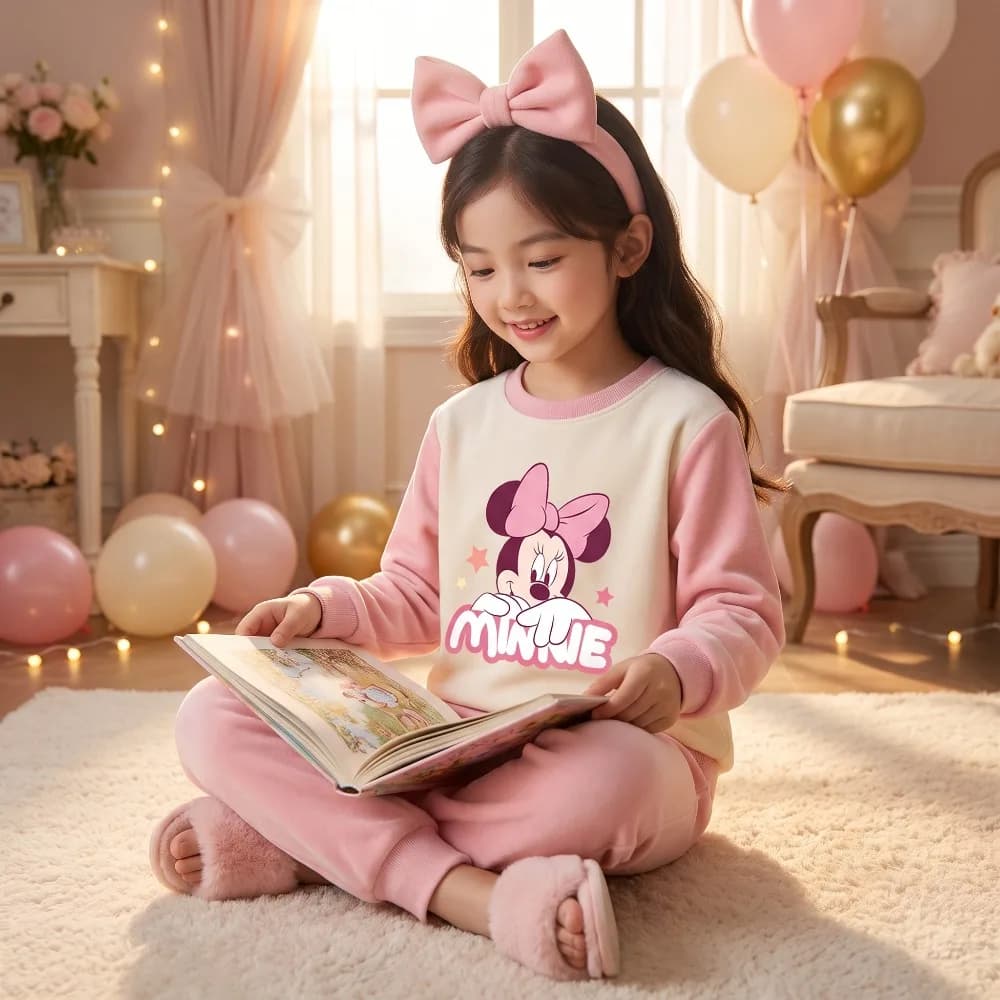 Autumn Winter Girls Thicken Warm Home Clothing Sets Kids Soft Bottom Top and Bottom Pant Two Piece Suit 1-12year Child Pajamas