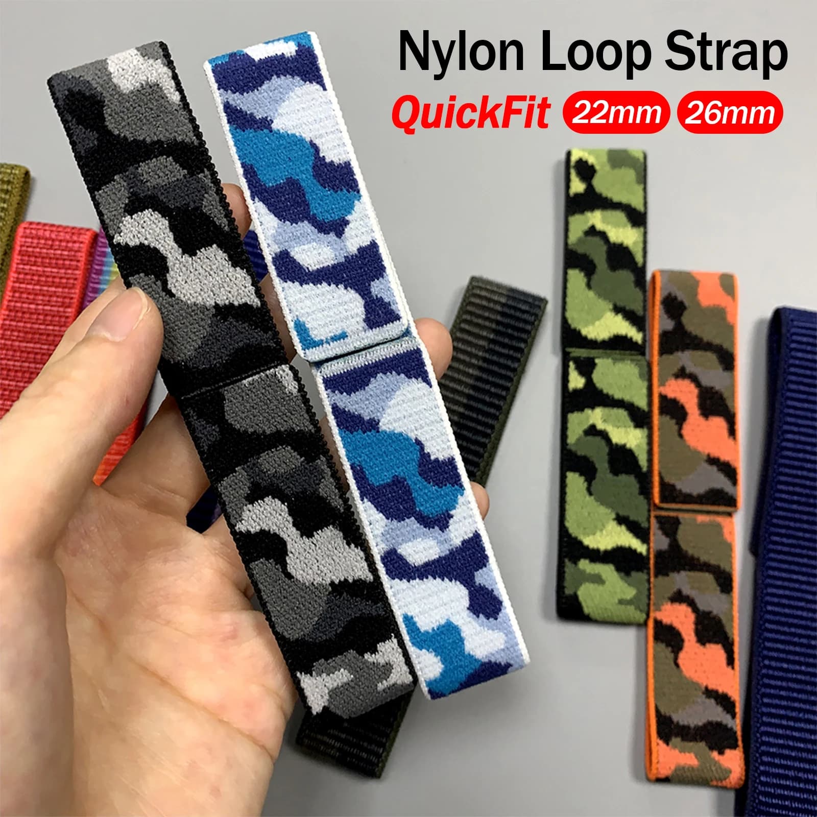 Cinturino per orologio con gancio in nylon da 22/26mm per Garmin Tactix8 7 AMOLED/Enduro 3 2/Epix/Fenix 8Pro 47mm 51mm Sports QuickFit Strap Correa