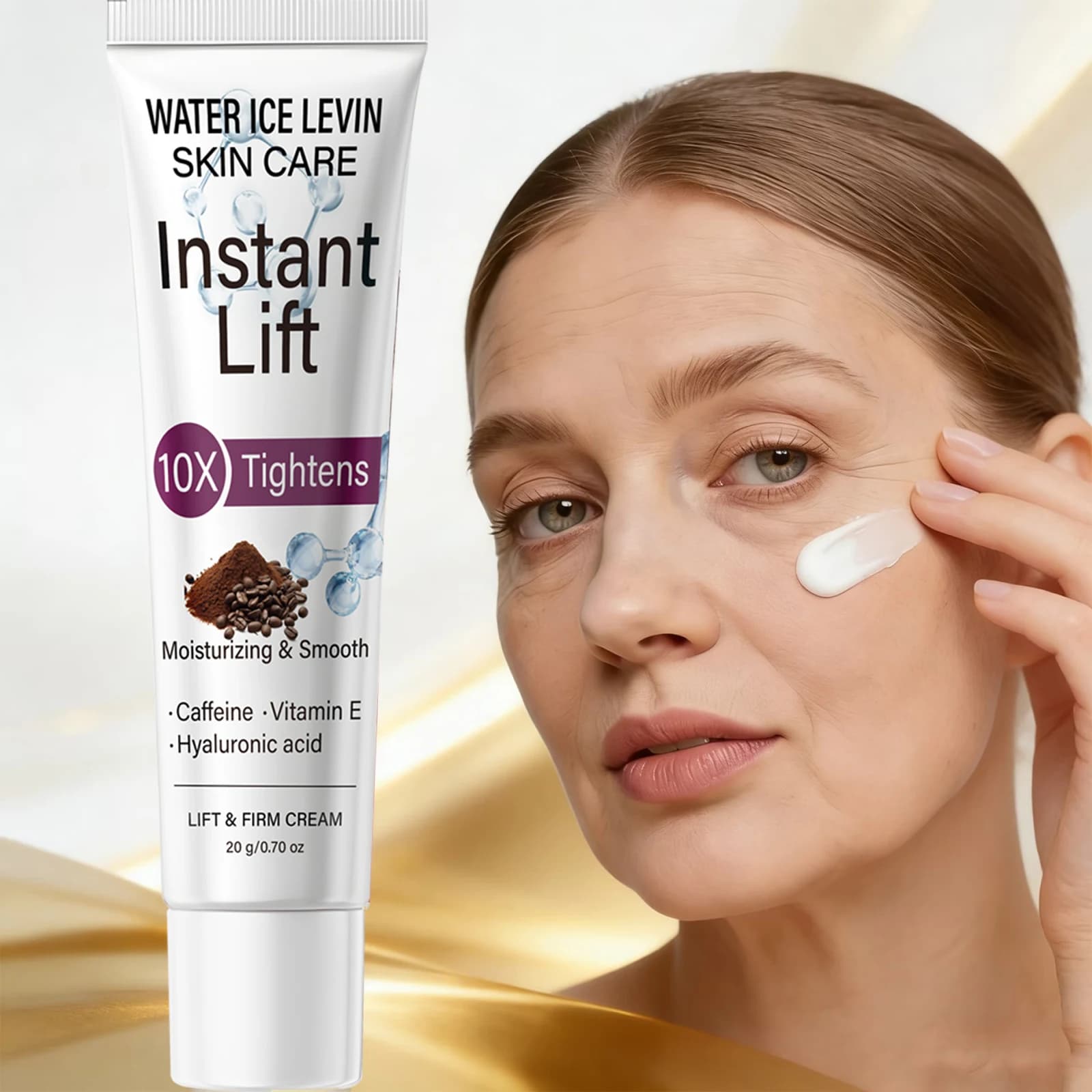 Crema Contorno Occhi Effetto Lifting Istantaneo con Caffeina e Acido Ialuronico, Cura Idratante e Rassodante
