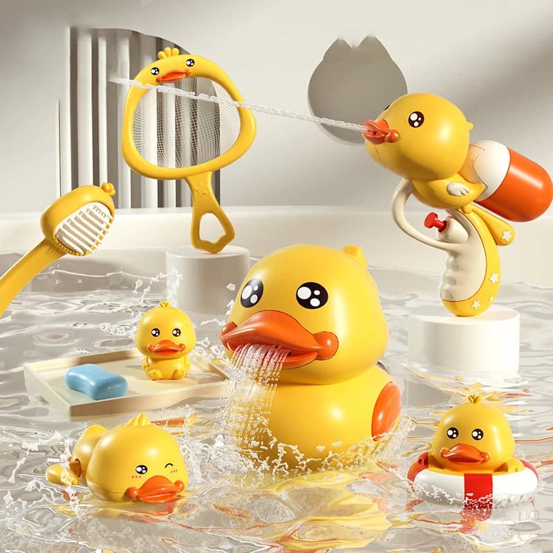 2024 Nuovi giocattoli da bagno Gioco d'acqua per bambini Modello di anatra Rubinetto Doccia Spruzzo d'acqua elettrico Nuoto Bagno Giocattoli per bambini Per i regali dei bambini