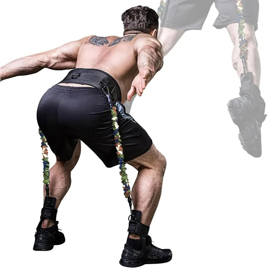 Set of leg strength resistance bands for vertical jump coach for basketball, triple jump training, football, volleyball, to provide costs