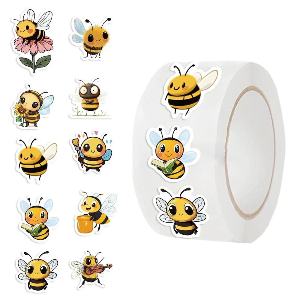 500/1000PCS Adesivo Simpatico Cartone Animato Ape Animale Regalo Sigillatura Decorazione FAI DA TE Busta Impermeabile Cancelleria Notebook Per Bambini adesivi