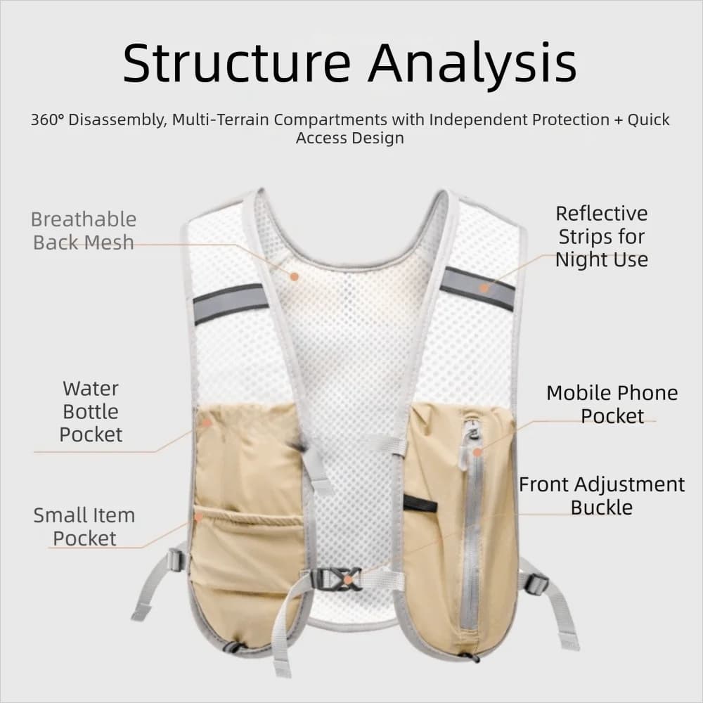 Waterproof Hydration Vest Bag Reflective Design Lightweight Sports Running Vest Multipocket Breathable Water Pack Backpack