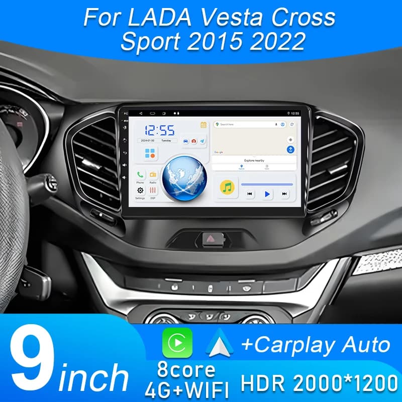 Android Auto Radio For LADA Vesta Cross Sport 2015 2022 GPS Multimedia Stereo Player Head Unit Carplay Support Steering 4G WIFI