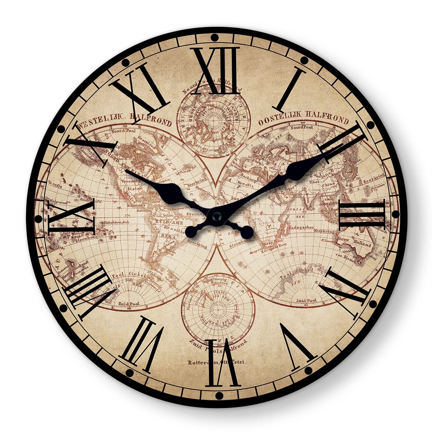 Wooden wall clock with beach compass model with retro nautical coast, living room, bedroom, kitchen, home decoration, wall clock, silent quartz watch, party gift, 10 inch, 12 inch, 14 inch, 16 inch (without batteries)