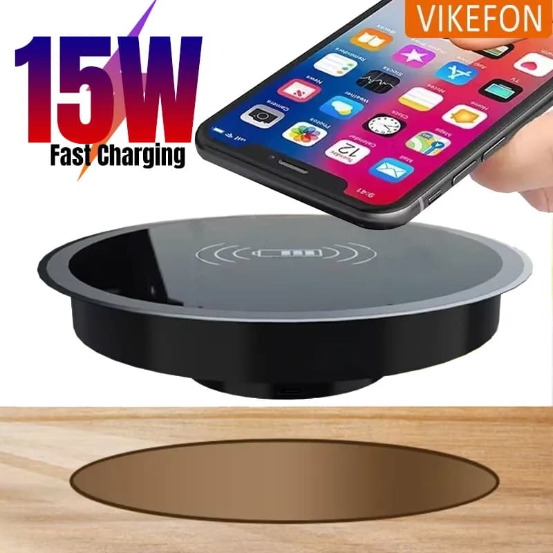 Caricabatterie incorporato da tavolo wireless rapido per iPhone 16 15 14 13 12 Pro Max Samsung S24 S23 Huawei Xiaomi Ricarica induttiva veloce