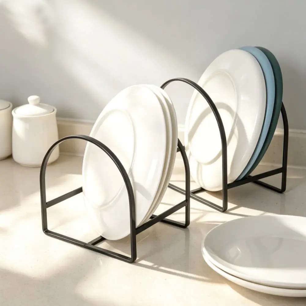 Premium Save Space Plate Storage Rack Waterproof Quick Drying Dinner Plate Stand Stable Non-Slip Toilet Paper Holder Kitchen