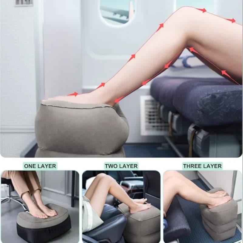 Inflatable Travel Foot Rest Pillow Airplane Bed Essentials Adjustable Height Portable Elevating Leg Cars Home Airplane Office