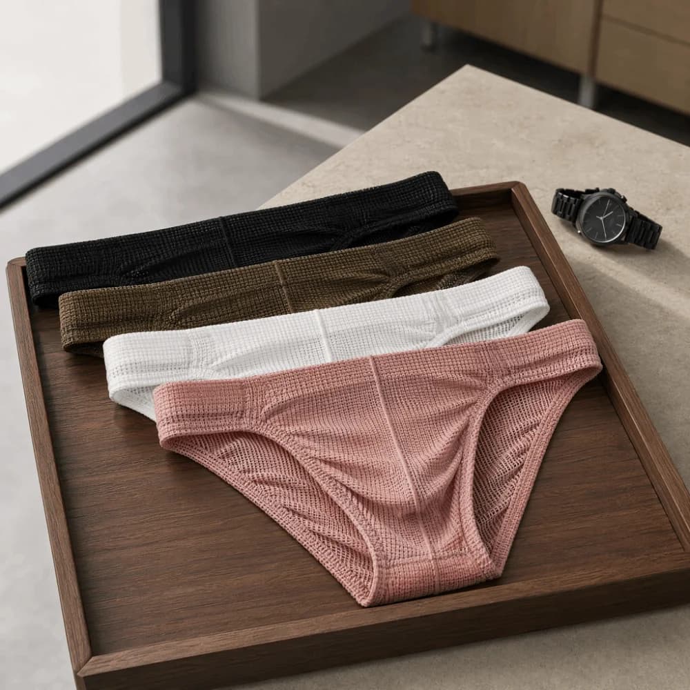 Simple Low Waist Male Underwear Mesh Stretch Men Briefs Fashion Moisture Wicking Panties Daily