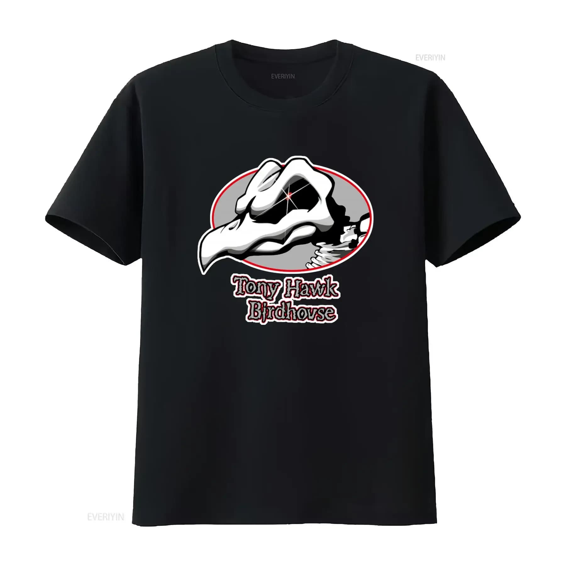 T-shirt con stampa BIRDHOUSE TONY HAWK, design elegante e unico per gli appassionati di skateboard, vintage, effetto lavato, versatile, casual.