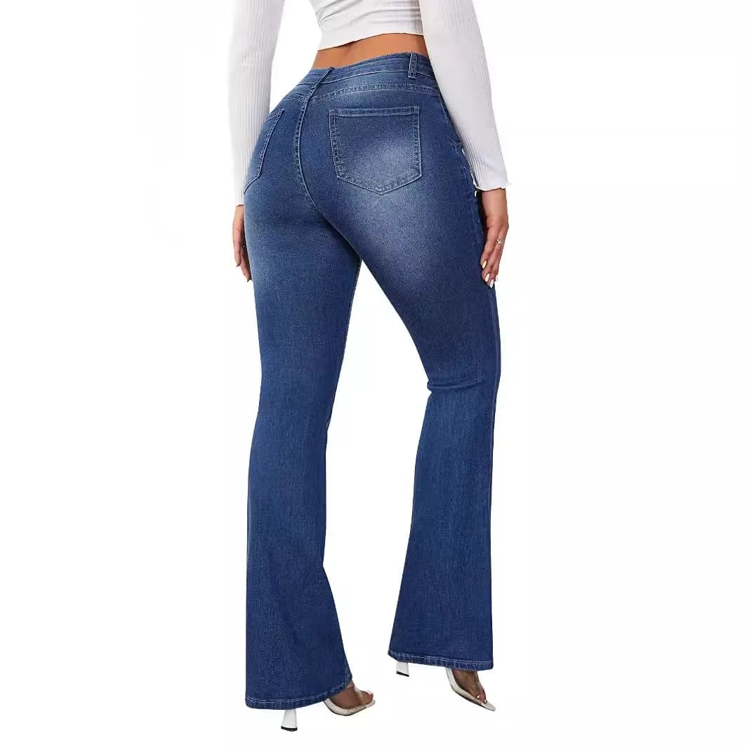 Jeans a Vita Alta Elasticizzati e Modellanti con Micro Flare, Pantaloni in Denim Premium da Donna alla Moda e Personalizzati per il Lavoro
