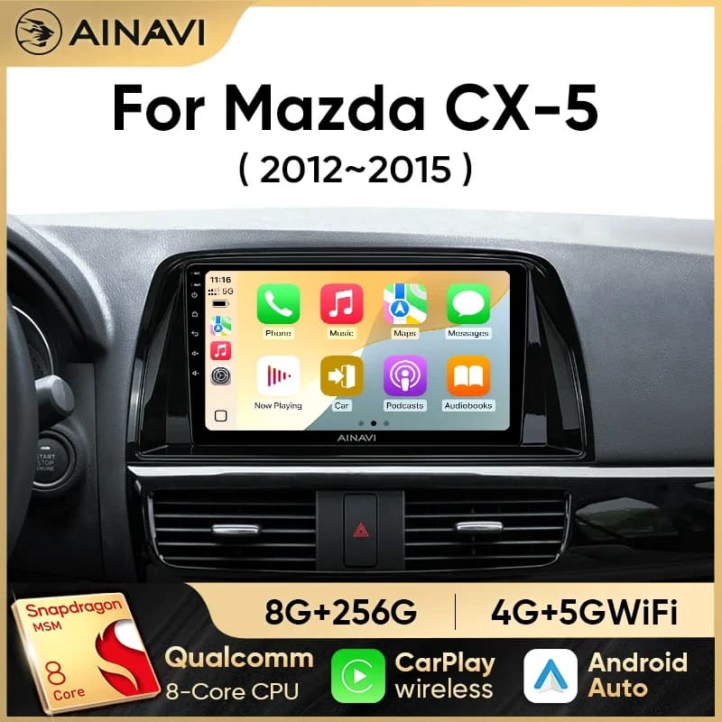 Autoradio Ainavi per Mazda CX5 CX-5 2012 2013 2014 2015 Wireless Carplay Android Auto Stereo Lettore Multimediale WiFi 4G 2 Din