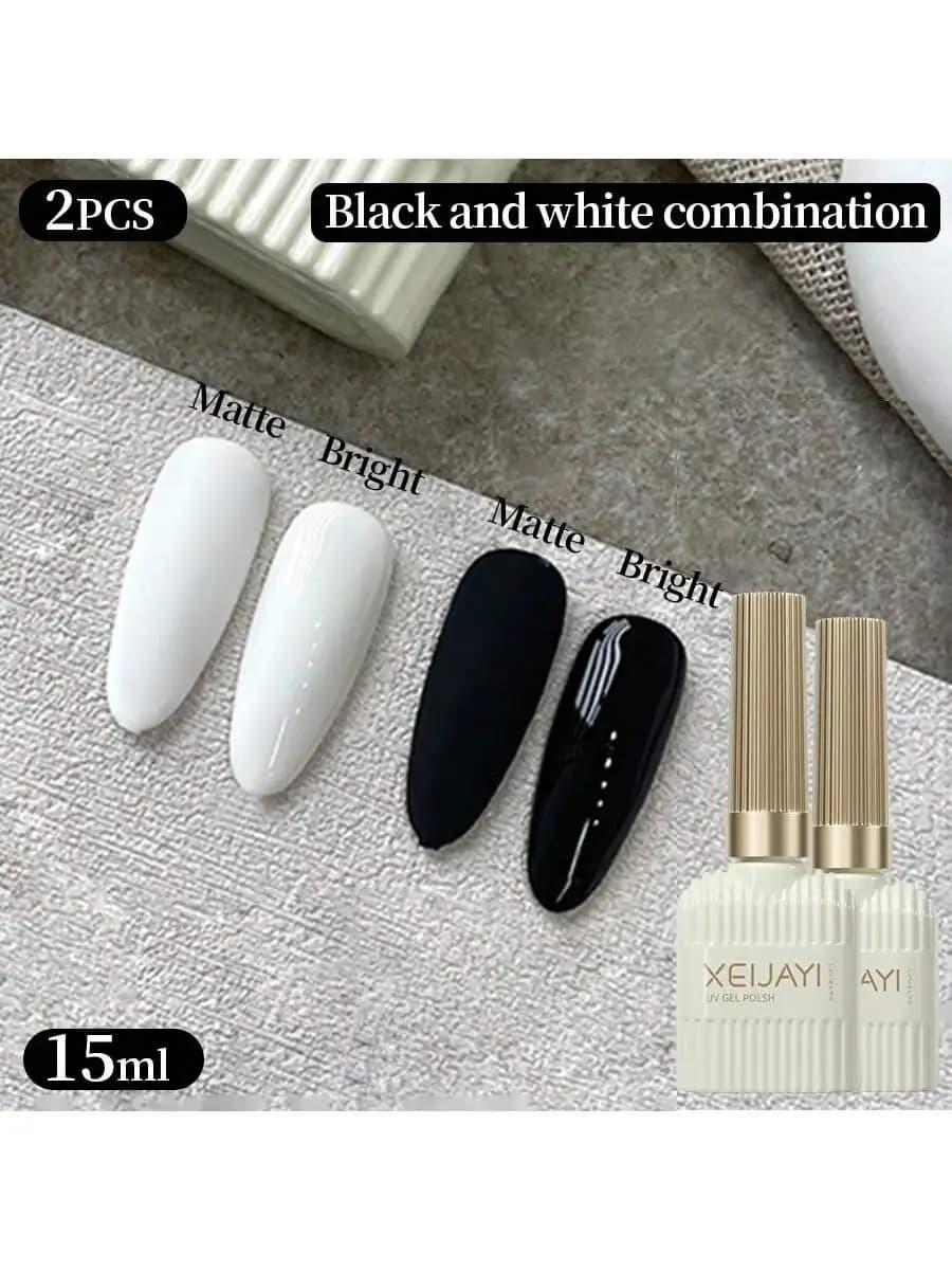 2 pz 15 ML Bianco E Nero Gel Smalto Per Unghie UV/LED Soak Off Gel Smalto Per Unghie Artistiche FAI DA TE Salone Casa Regalo di Festa Per Le Donne