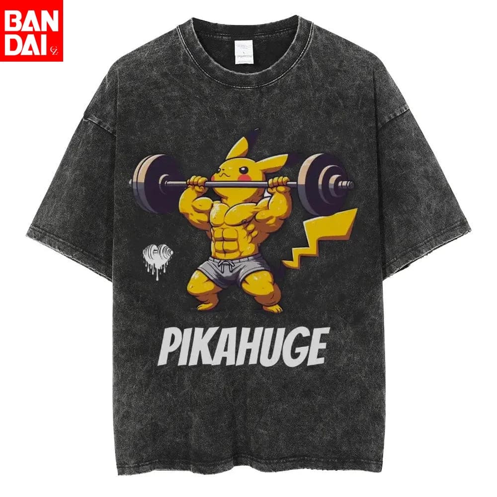 T-shirt Uomo Pokemon Dugtrio Moleflex Gym Parody 2026 Estivo Vintage Acid Wash Oversize Anime Streetwear