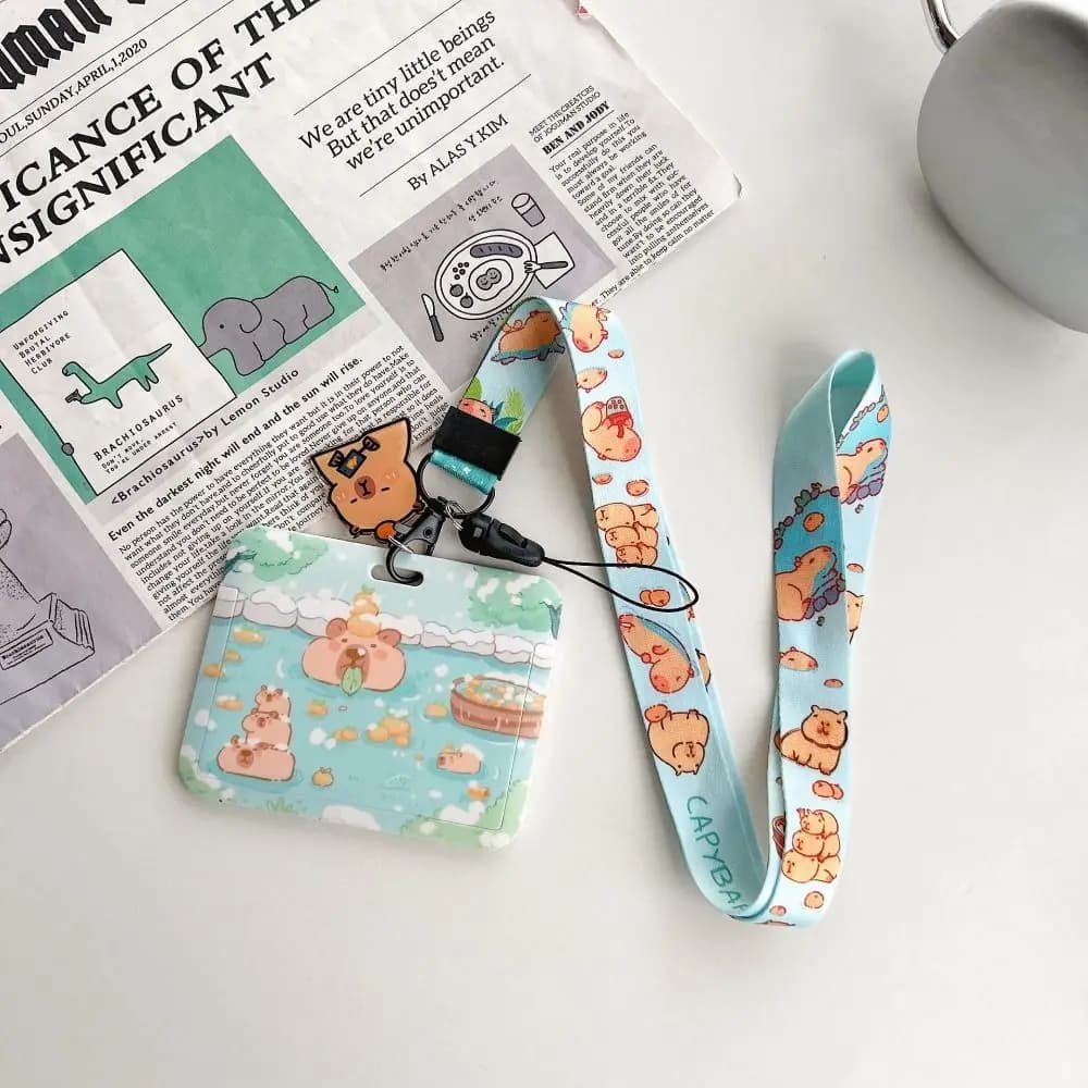 Porta Carte Kawaii a Forma di Capibara, Stile Coreano, Porta Fotocard in Plastica, Custodia per Tessere Studenti e Bus, da Viaggio