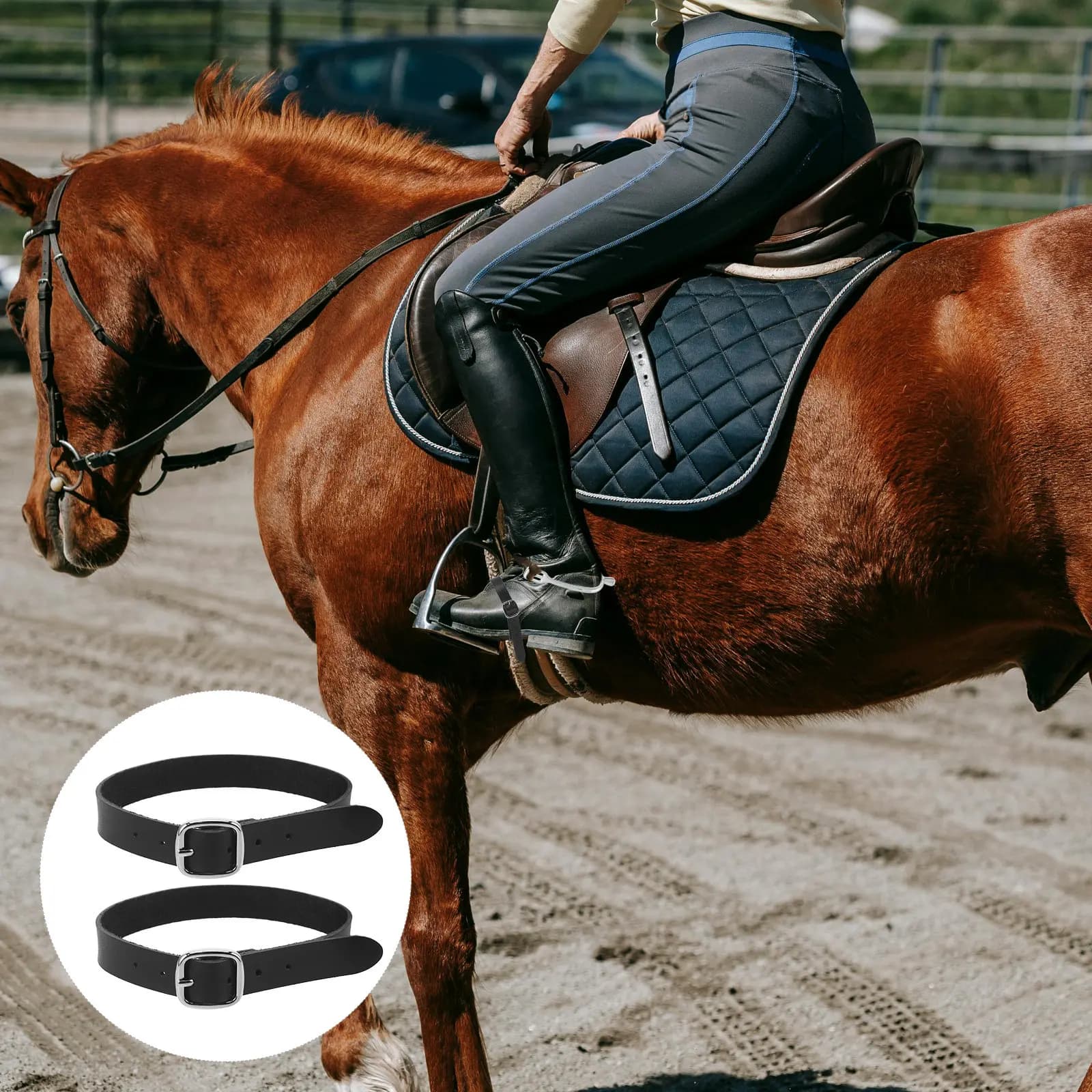 1Pair English Horse Spur Straps Adjustable Buckle Horse Riding Spur Belts Equestrian Boot Accessories Western Cowboy