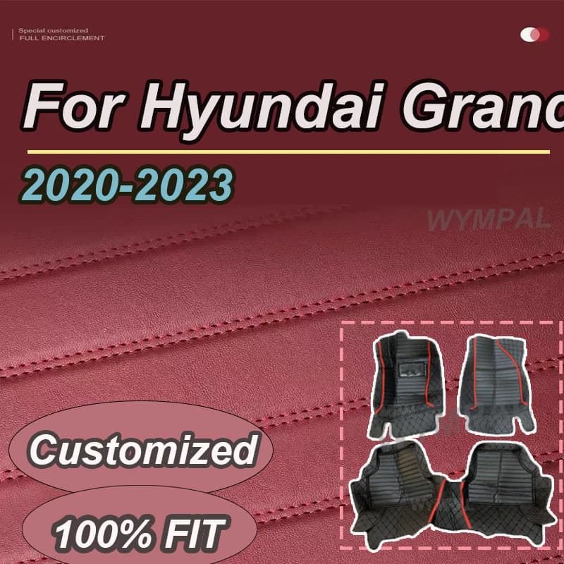 LUSSO Tappetino per auto in pelle artificiale personalizzato per Hyundai Grand i10 2020 2021 2022 2023 Proteggi l'interno del tuo veicolo
