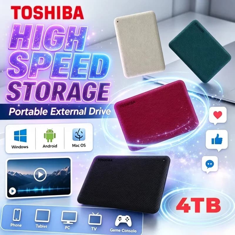 Toshiba V10 Canvio Advanced USB 3.0 2.5" 1TB 2TB 4TB HDD Mobile 2.5 For Laptop Computer Music Library Storage Device