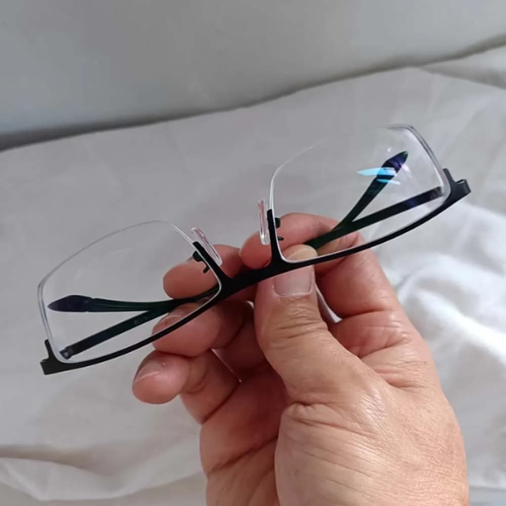 Occhiali Trasparenti Anti Luce Blu, Montatura in Lega PC Semi-Rimless, Occhiali da Vista per Miopia, Leggeri in Plastica, Occhiali da Lettura per Uomo, per Guardare Film