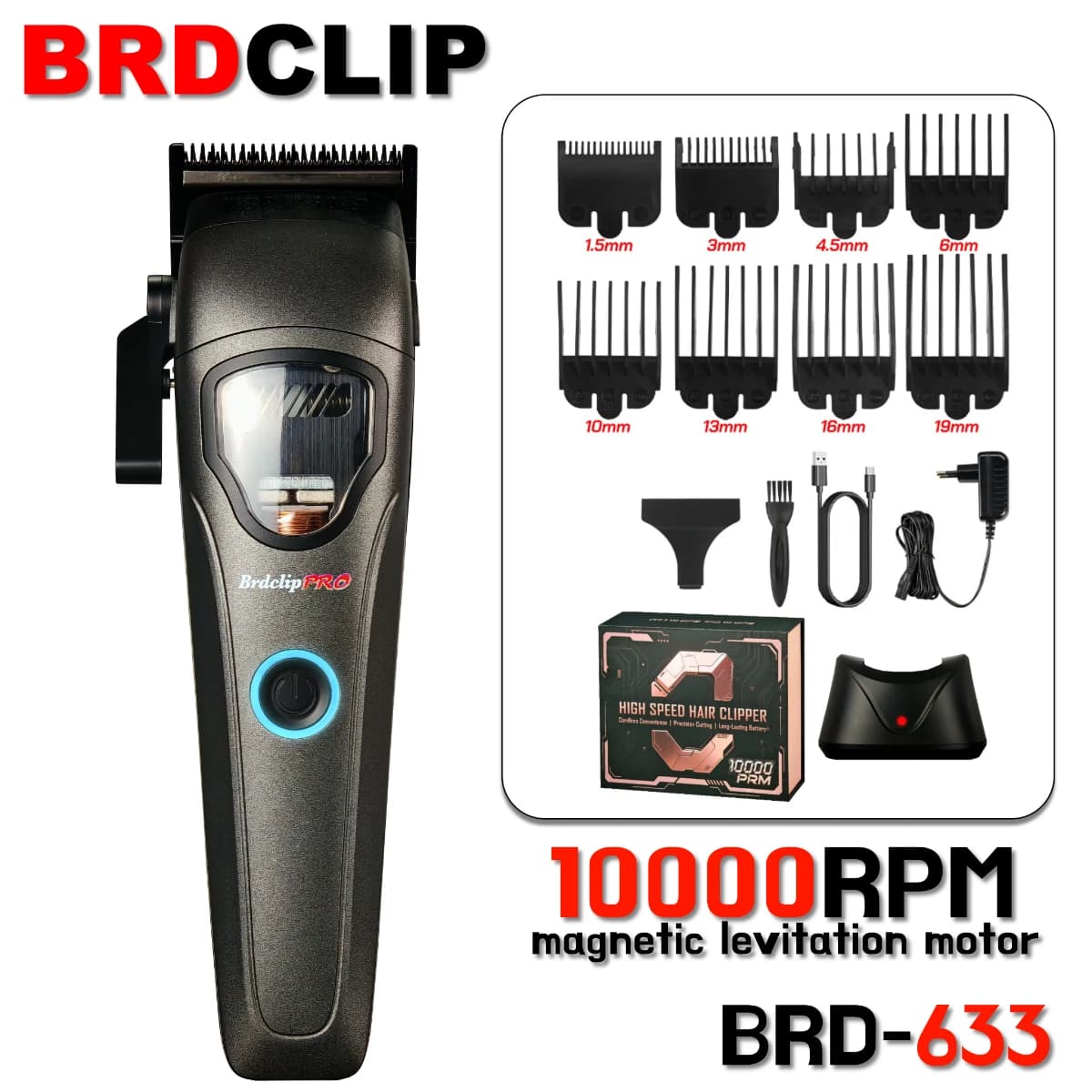 Professional electric haircuts Magnetic levitation motor 10000 rpm BRD 633 Haircut for men with base DLC Lama Barbiere