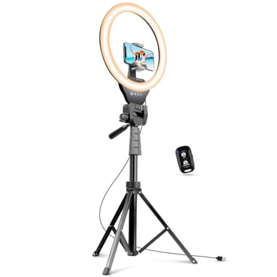 12-inch Ring Light with 67-inch Selfie Stick, Tripod and Phone Holder, Selfie Remote Control Circle Light for Live Stream/Video