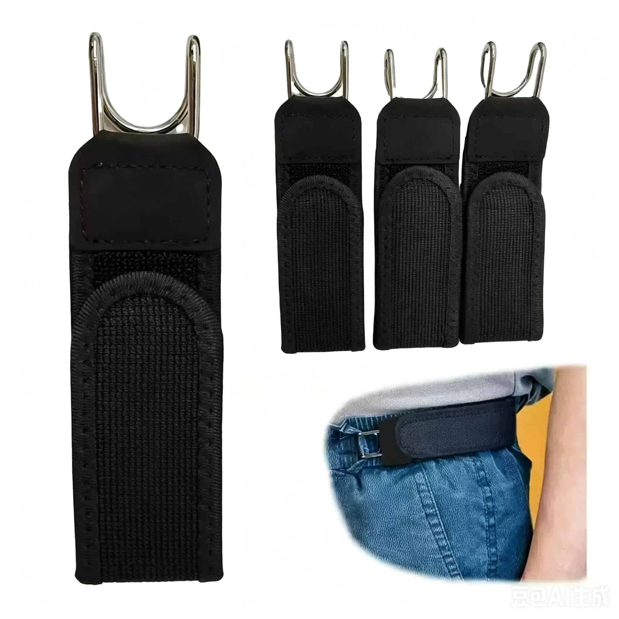 2Pcs Large Size Adjustable Convenient Belt Hook Elastic Velcro Waist Buckle Waist Belt For Men‘s Gift Casual Belt With Buckle