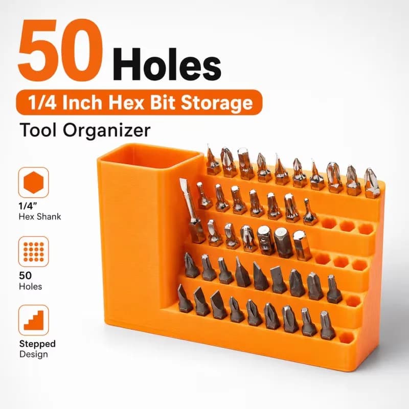 Rafford 50-Hole 1/4 Inch Hex Bit Holder Screwdriver Bit Organizer Rack Stepped Storage Stand For DIY Workshop