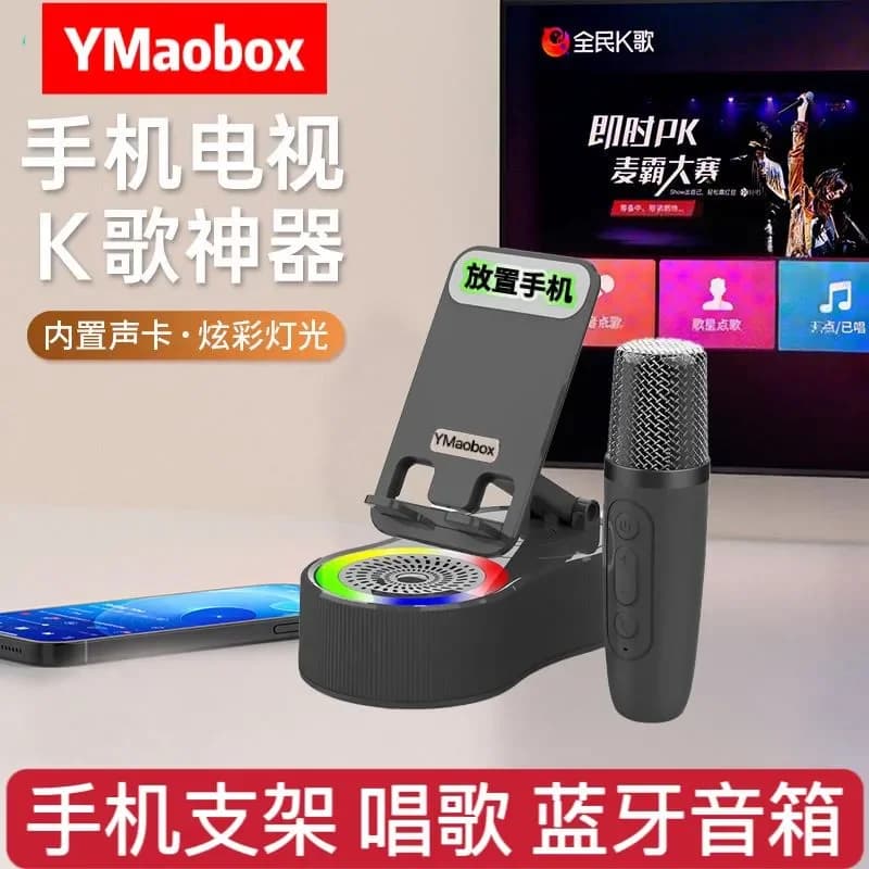 Portable singing Bluetooth speaker, karaoke microphone, speaker, phone stand all-in-one machine