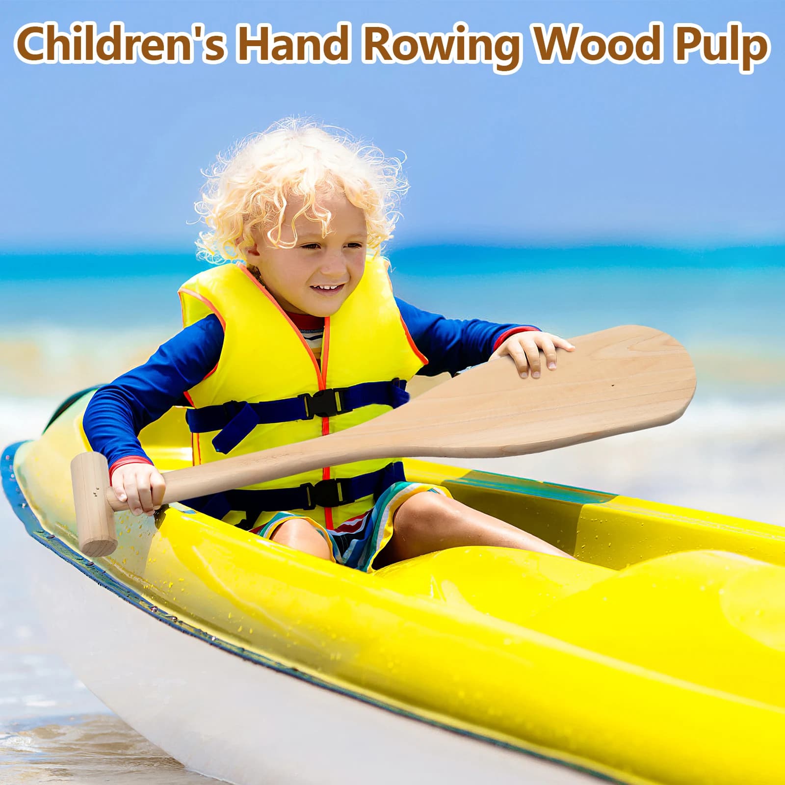 Pagaia in legno da 19,5 pollici per bambini, barca a remi fatta a mano, canoa da deriva, decorazione scenica, giocattolo leggero e confortevole con impugnatura