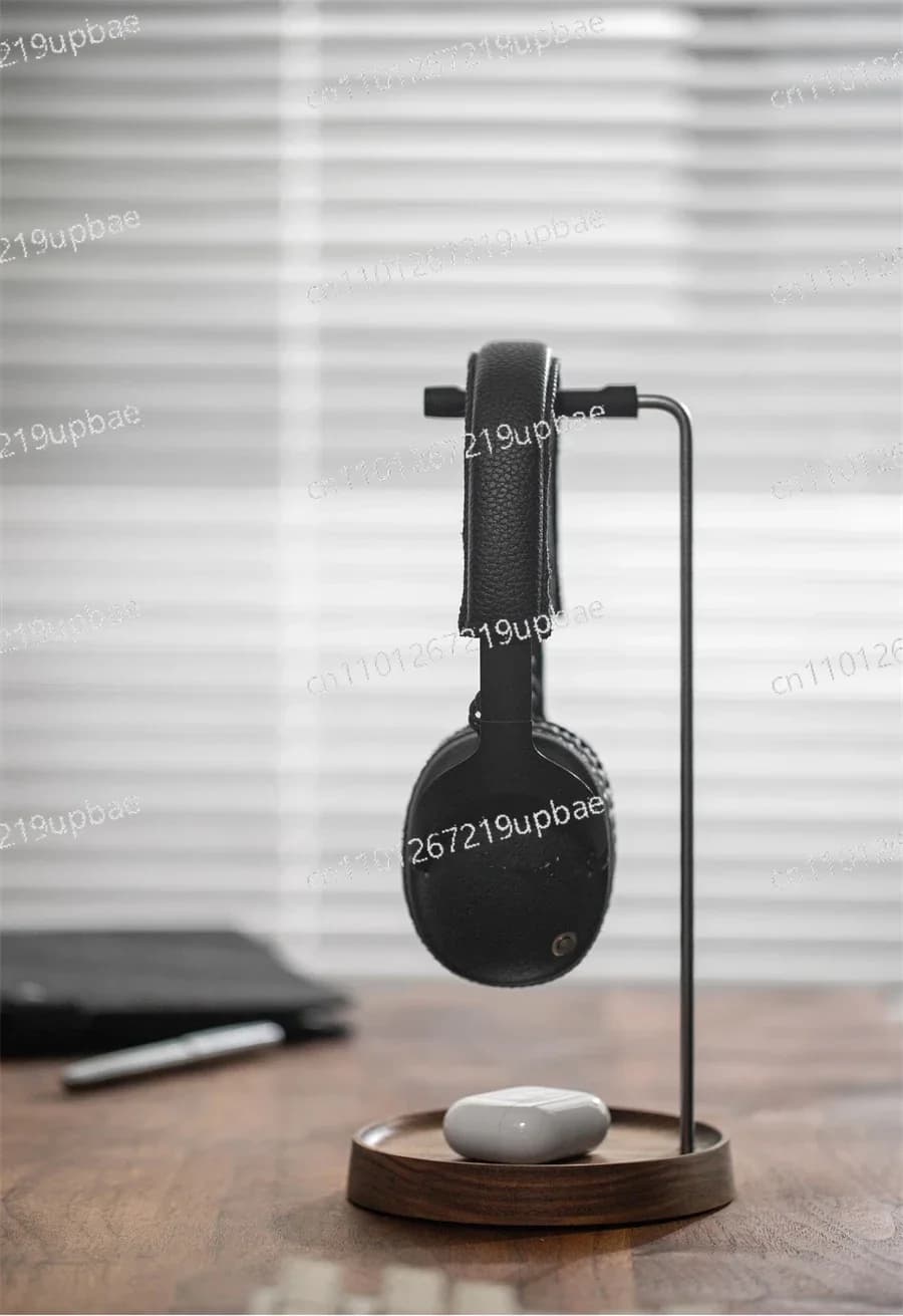 Supporto per Cuffie in Lega Metallica con Base in Noce Nero, Porta Cuffie da Scrivania, Nuovo Supporto in Legno per Cuffie da Gaming E-sports