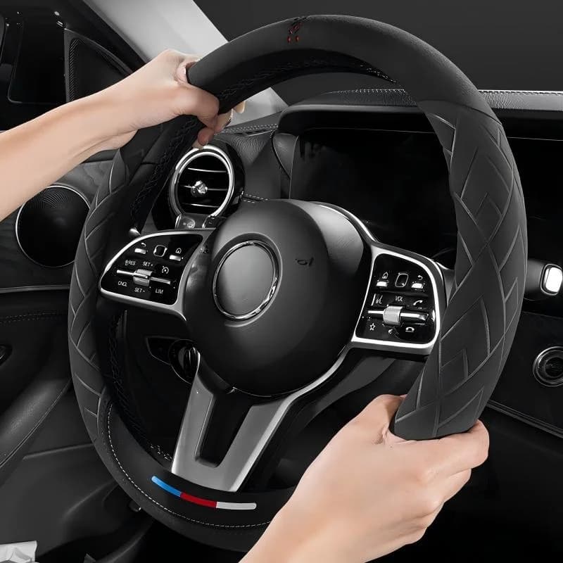 Coprivolante per Auto 14-15 Pollici in Pelle Traspirante Antiscivolo, Accessori per Coprivolante Imbottito