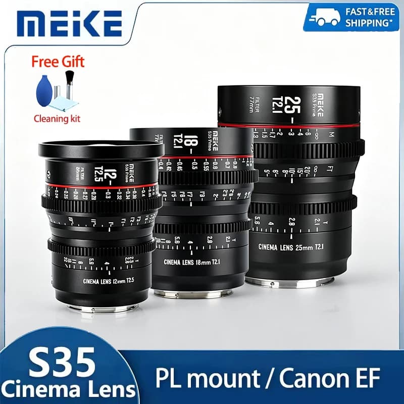 MEIKE Prime 12mm T2.5 18mm 25mm 35mm 50mm 75mm 100mm T2.1 Cine Lens for Super 35 S35 Frame Cinema Camera Canon EF Arri PL Adapte