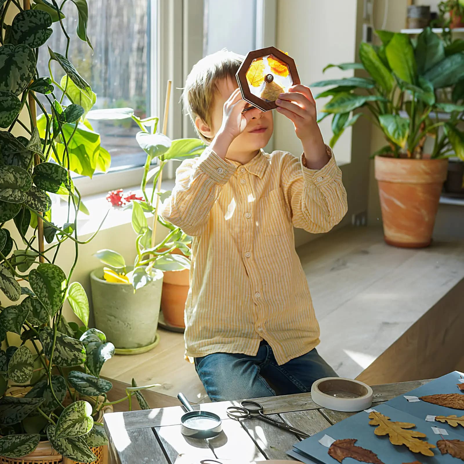 Kit Caleidoscopio Fai-da-Te in Legno Rotante, Regalo Educativo e Creativo per Bambini, Compleanno, Giornata dei Bambini