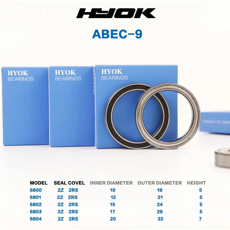 1 PZ ABEC-9 CUSCINETTO 6800 6801 6802 6803 6804 6805 6806 6807 6808 6809 6810 ZZ 2Z RS 2RS Cuscinetti a parete sottile