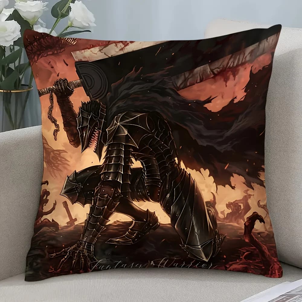 Fodera per cuscino Dark Fantasy Knight Warrior, decorazione per la casa, stampa artistica con armatura medievale, 40x40 cm