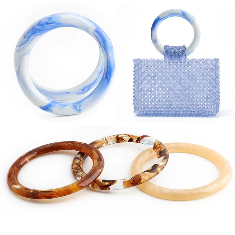 Borsa 2/4/6 pezzi con manico ad anello in resina sostituibile, borsa a tracolla, borsa a tracolla, manico con telaio a forma di O, accessori con manico Ag fai da te