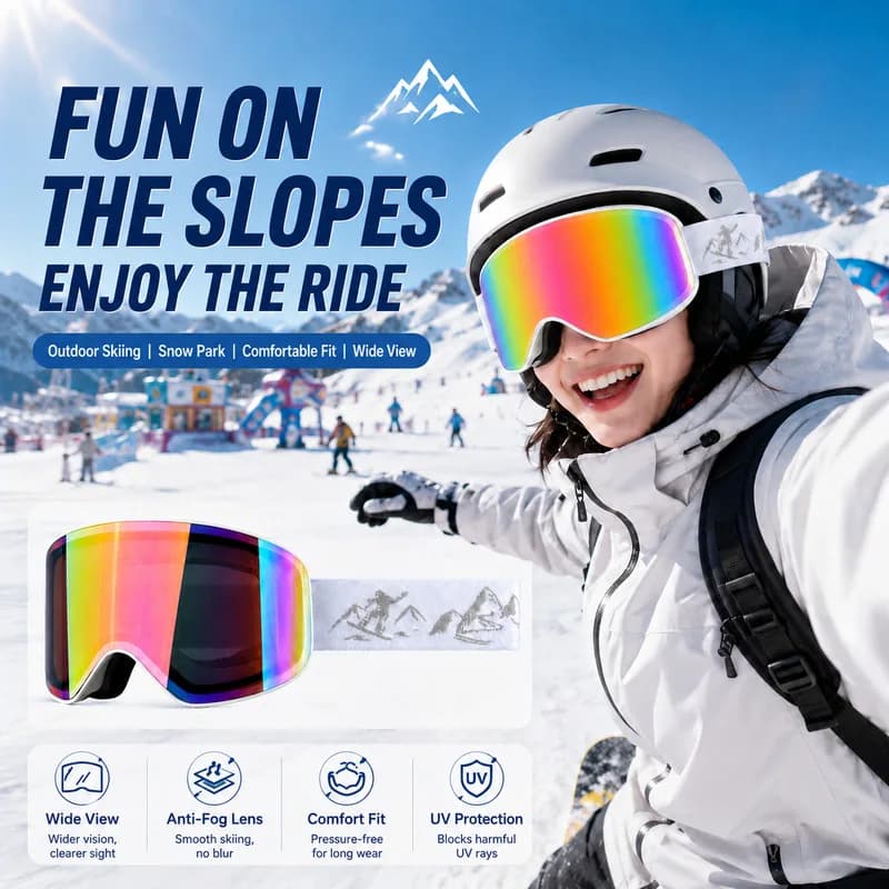 Ski goggles, outdoor sports eyewear, windproof and sandproof, suitable for hiking, unisex design, high-definition lenses