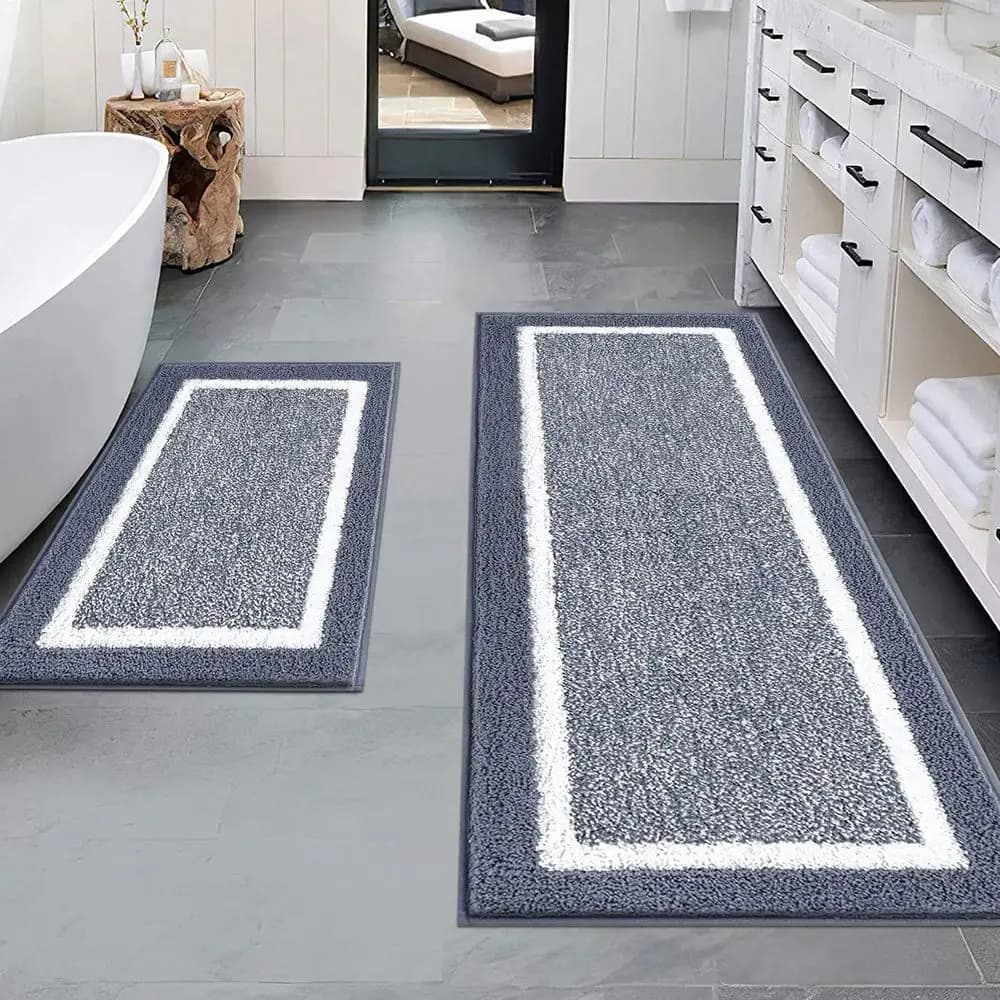 Set di tappeti da bagno 2 pezzi, tappetini antiscivolo per bagno, tappetini assorbenti per pavimento, tappetini da doccia lavabili in lavatrice per bagno