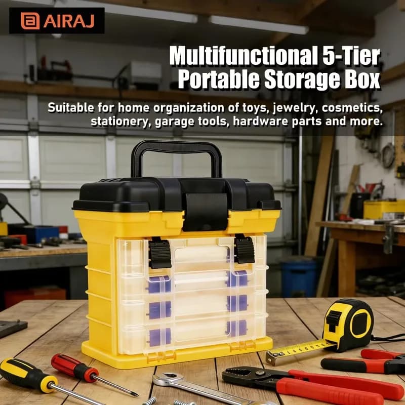 AIRAJ Multifunction Fashing Tackle Box Lure Accessory Storage Hand Box Angling Tool Case Portable Arts Crafts Organizer Case