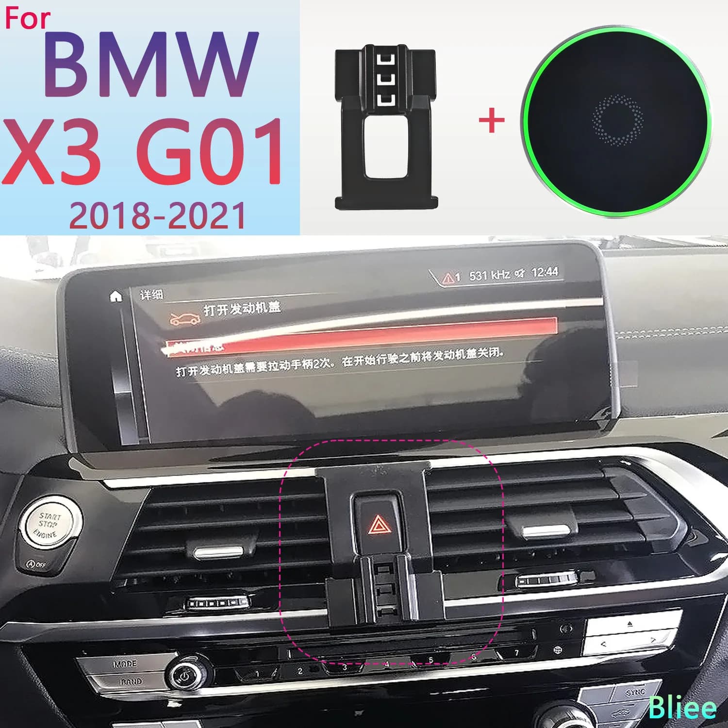 Per BMW X3 G01 2018 2019 2020 2021 Supporto magnetico per telefono per auto 15W Supporto per telefono di ricarica wireless Base MagSafe