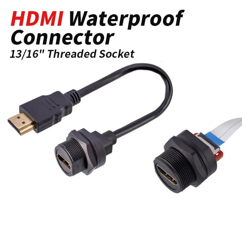 Cavo Connettore HDMI Impermeabile, Presa Posteriore PCB 1M, Tipo Filettato, 4K60HZ, per Scheda Madre, Alta Definizione, IP67