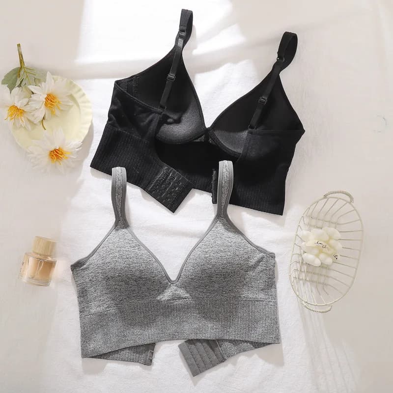 Base sportiva senza cuciture Intimo da donna Sexy senza anello in acciaio Reggiseno con raccolta regolabile Reggiseno antiurto a coppa fissa