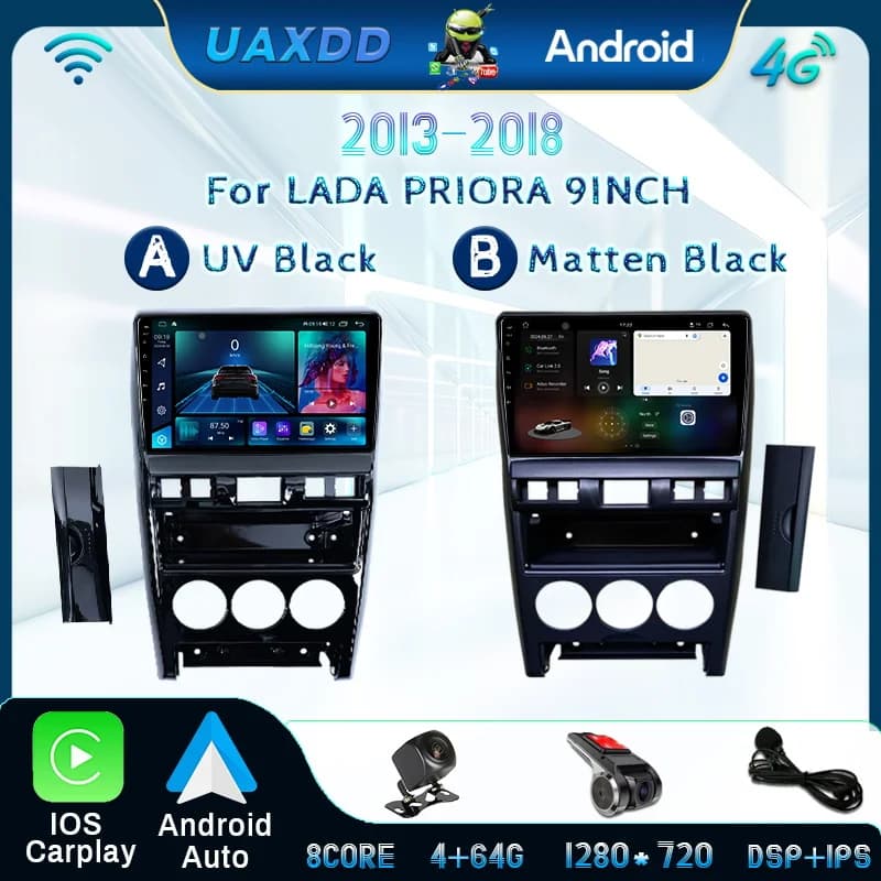Android Per LADA PRIORA 2013-2018 navigazione GPS Interni auto lettore radio stereo multimediale 2 Din cruscotto Videocamera video 9 pollici