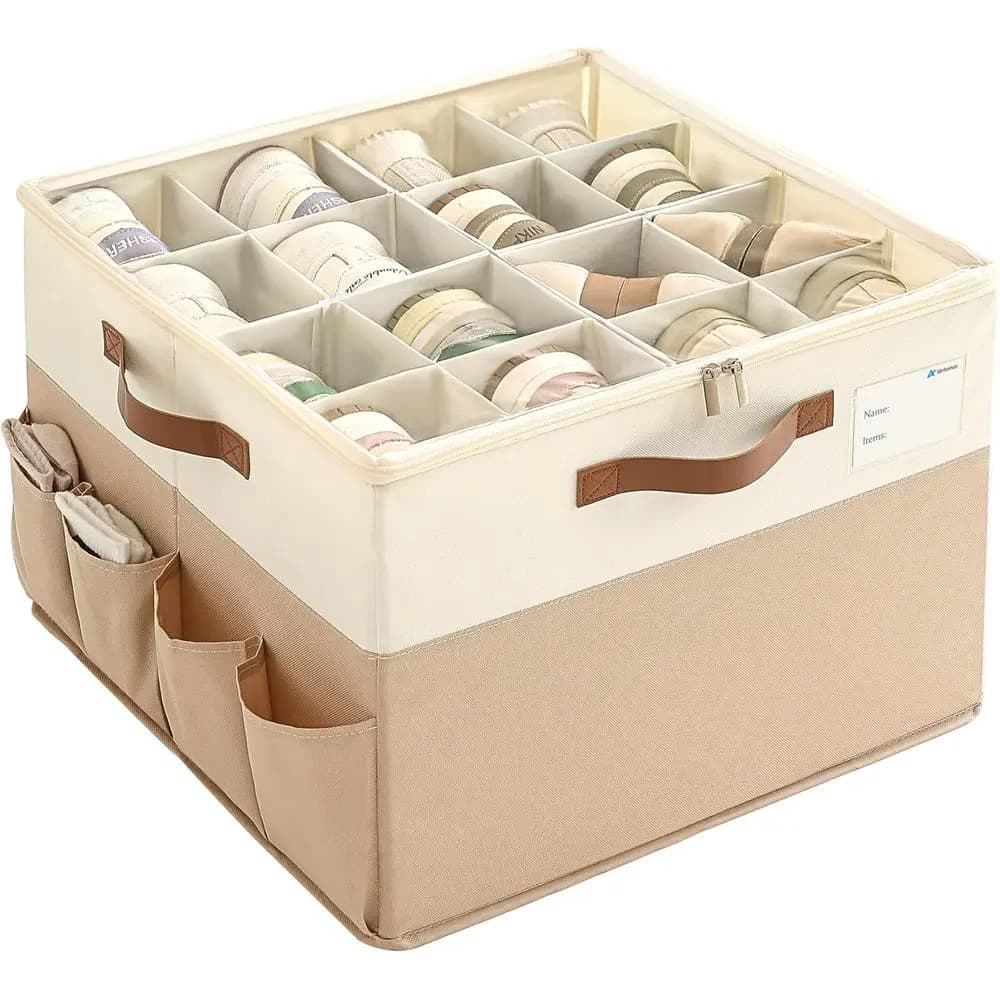 Scatola organizer per scarpe in tessuto con coperchio trasparente e ripiani regolabili per 16-32 paia, ideale per riporre l'armadio e l'ingresso