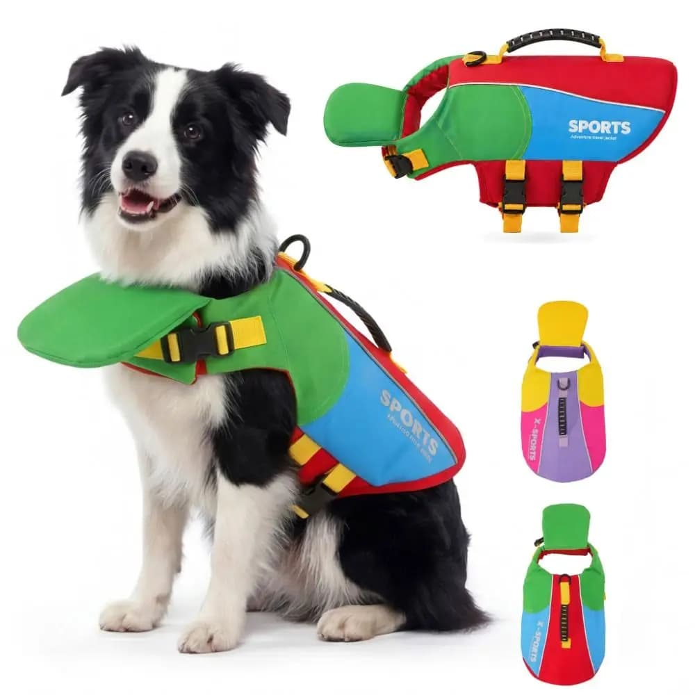Breathable Dog Life Jacket Waterproof Adjustable Dog Swimming Vest Towable Tear Resistant Dog Buoyancy Vest Outdoor Water