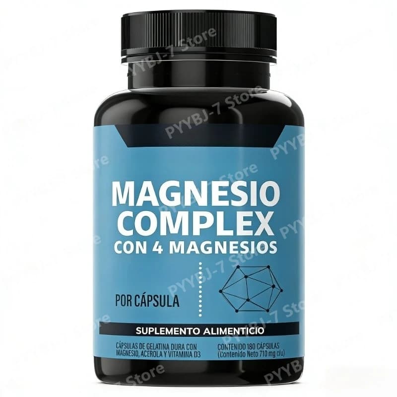 Integratore di Magnesio Complesso con 4 Forme, Capsule per Supporto Minerale Quotidiano con Vitamina D3, Favorisce il Rilassamento e la Funzione Muscolare