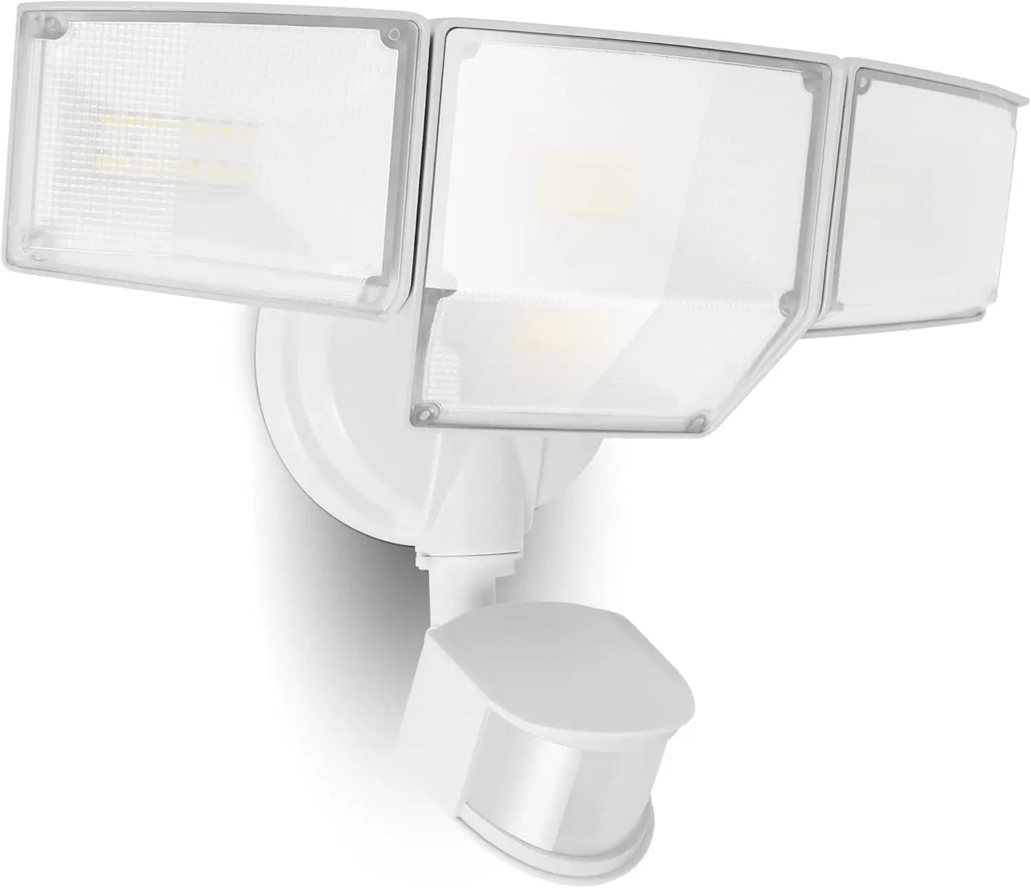 Luce di sicurezza a LED da 80 W 9000LM con sensore di movimento, luci di inondazione per esterni a 4 teste IP65 impermeabili per garage